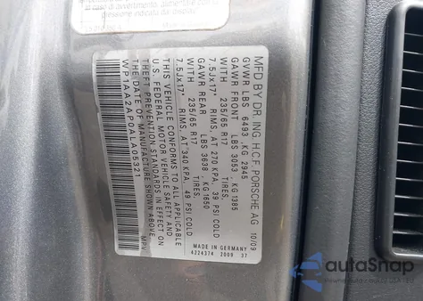 2010 Porsche Cayenne z USA, uszkodzony, nr VIN WP1AA2AP0ALA05321